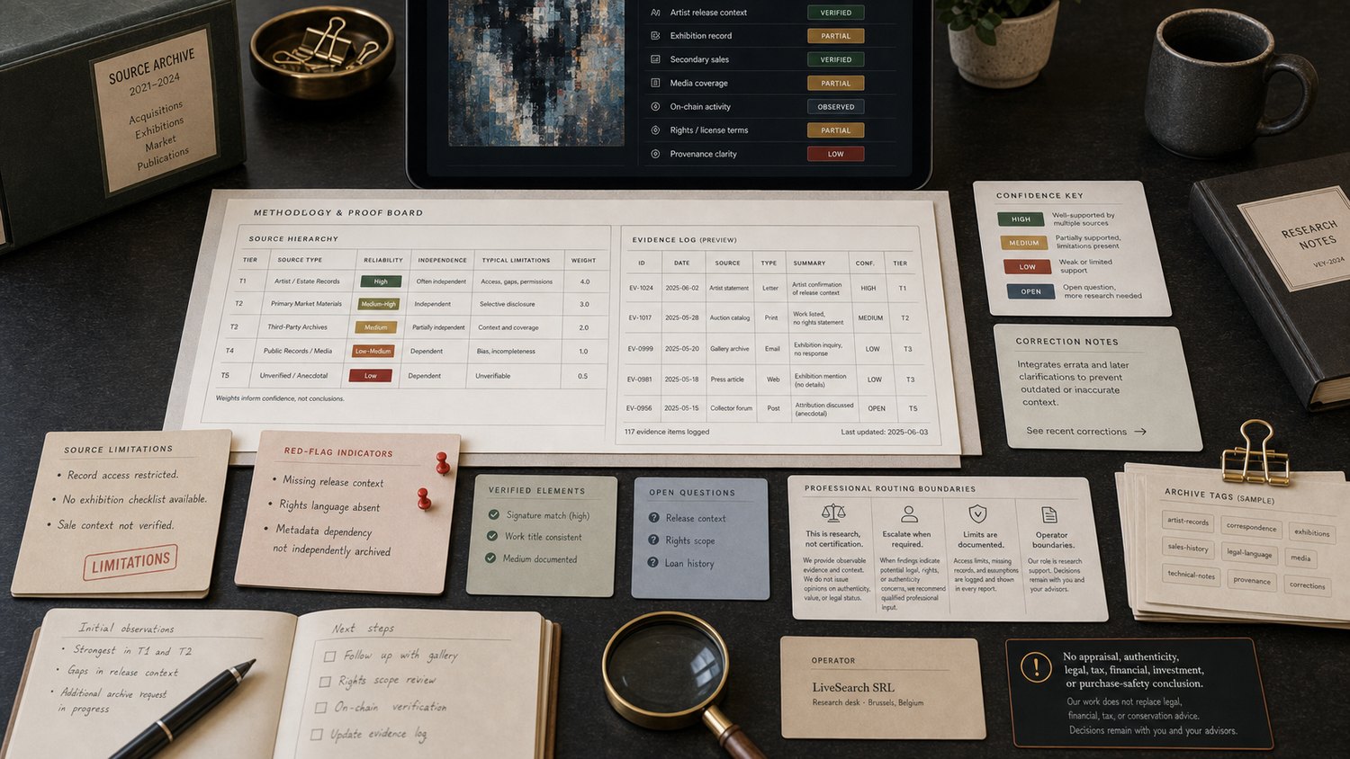 Mobile preview of Veylaris methodology source hierarchy board